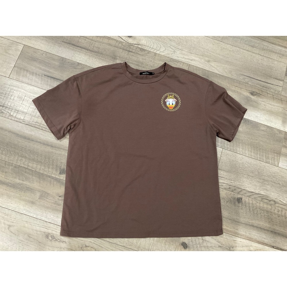 Trendy Queen Daisy Duck Safari Graphic Tee Brown XL Short Sleeve Crew Neck
